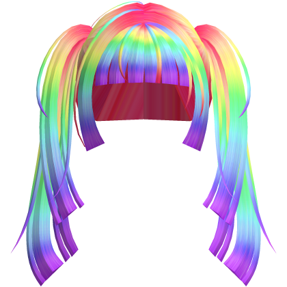 decora bright colorful rainbow pigtails hime bangs