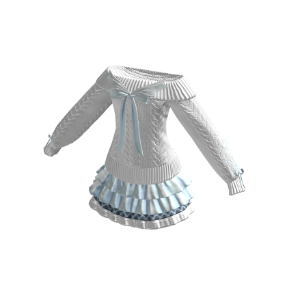 Bow Sweater Dress White Jirai Kei Chic Skirt y2k thumbnail