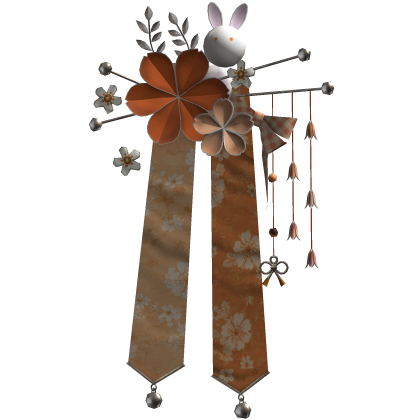 Orange & Silver Sakura Japanese Flower Hairclip