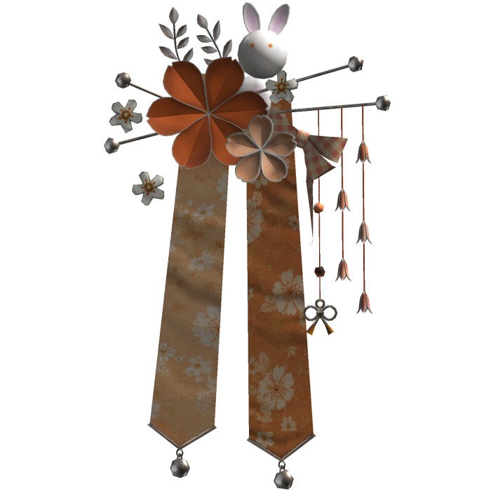 Orange & Silver Sakura Japanese Flower Hairclip