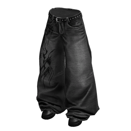Gray Y2K Tribal Baggy Jeans