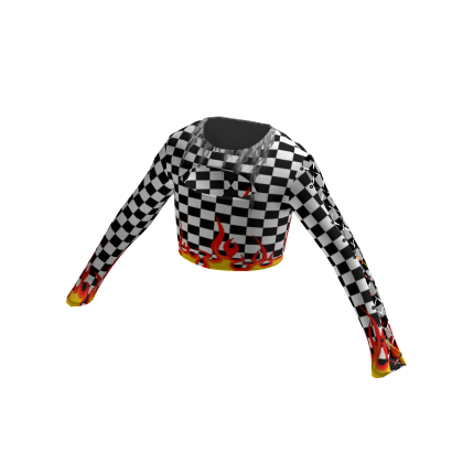 Crop Top Black White Fire Y2k