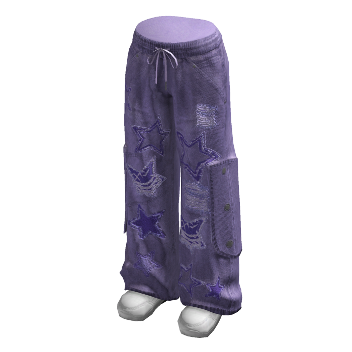 Star Baggy Cargos w/ Sneakers (Purple)