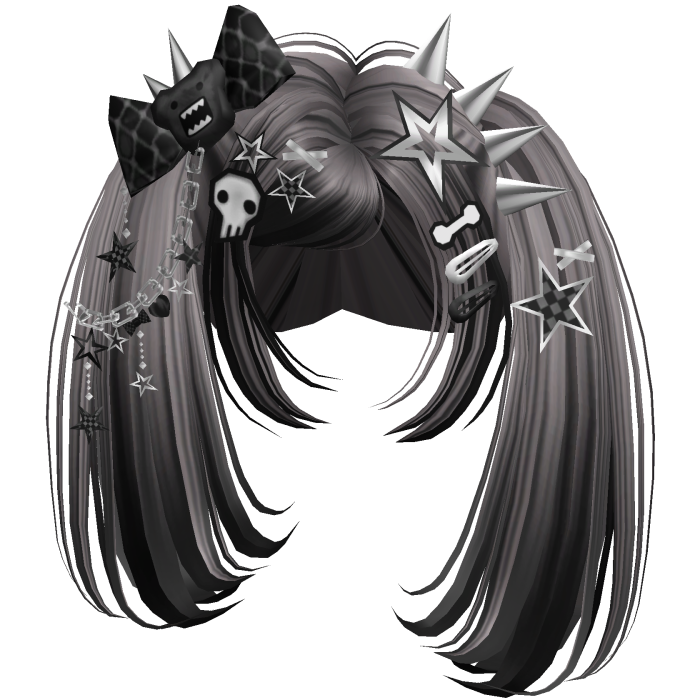 ♡ Scene Spiky Moe Pigtails (Grey)