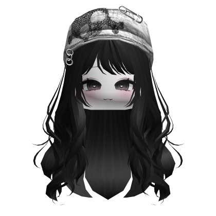 Emo Gothic Hair w/ Skull Beret thumbnail