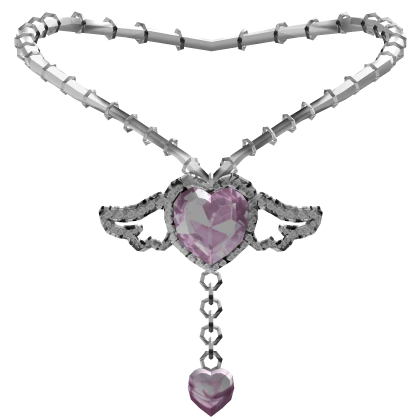 ʚɞ pink heart angel wings necklace (3.0) | Roblox Item