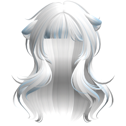 White&Blue Kawaii Wavy Shy Cat Girl Hair Roblox item