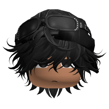 Messy Emo Black Hair W/ Y2k Cap & Side Glare | Roblox Item
