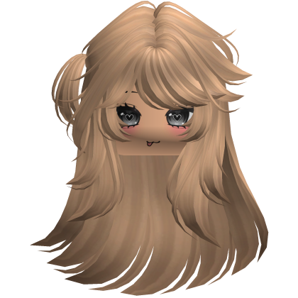 Fluffy long Cute Dark Blonde Y2K emo hair Roblox item