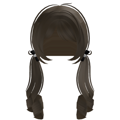 Ash Brown Curly Doll Pigtails w/ Black Bows Roblox item