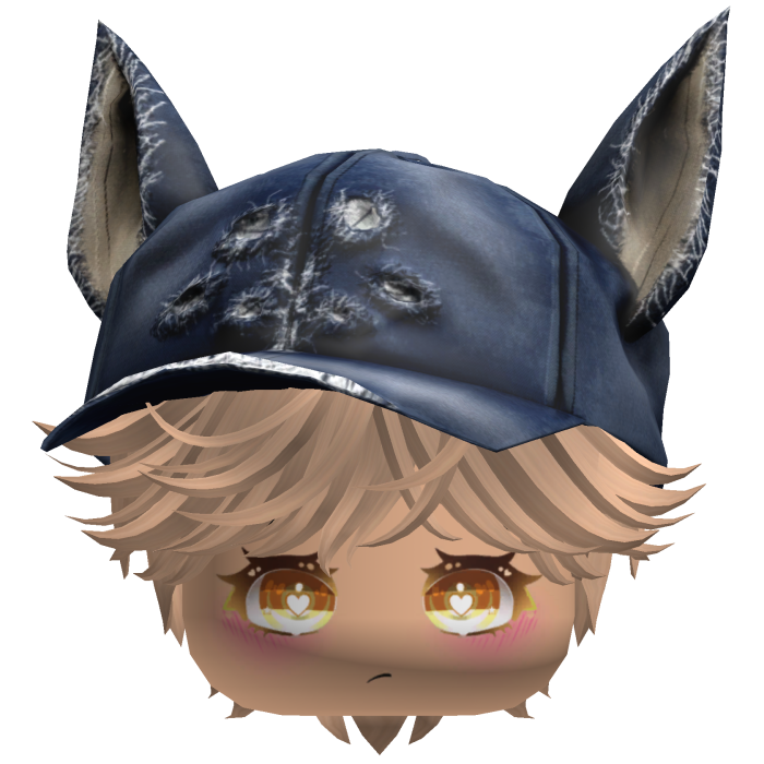 Cute Blonde hair with a Y2K cat hat anime