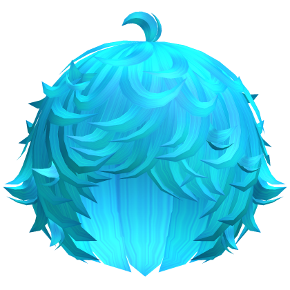 cute neon blue kawaii messy lamb curly wavy hair