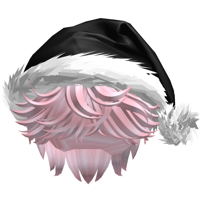 Messy Fluffy Pink Hair a Santa Hat Y2k