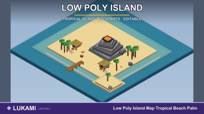 Low Poly Island Map Tropical Beach Palm preview 1