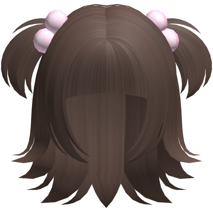 ♡ : fluffy brown wolfcut hair w/ mini pigtails
