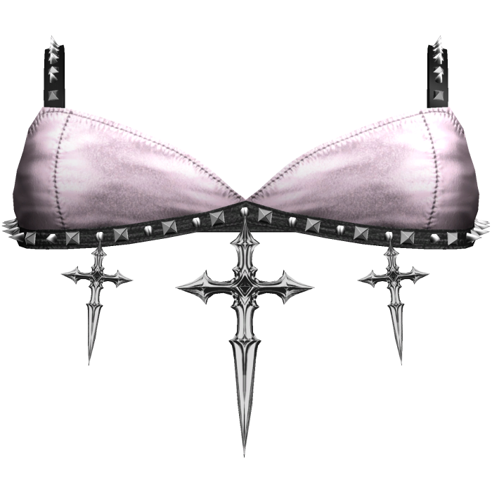 Gothic Emo Studded Cross Dagger Top Pink Black