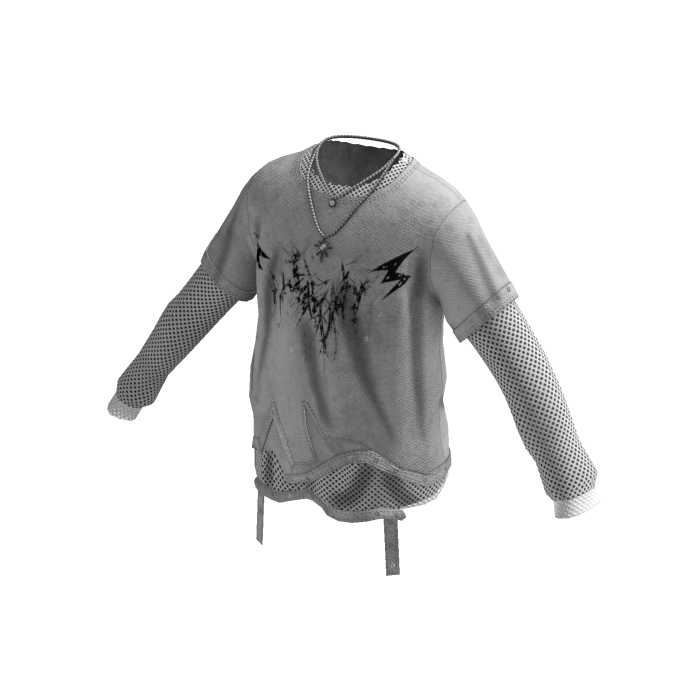 Oversized Graphic Sweater w/ Chain (Grey)
