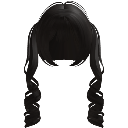 cute curly blunt bang pigtails in dark brown