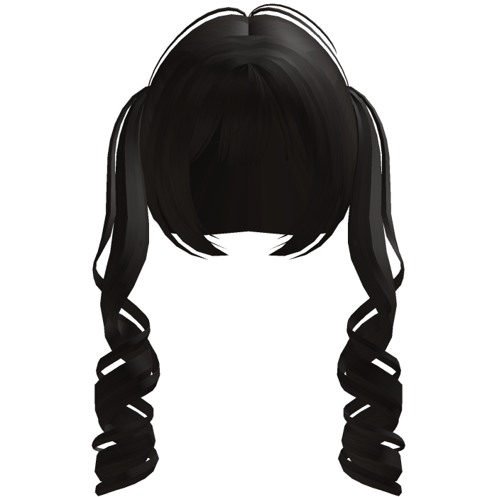 cute curly blunt bang pigtails in dark brown