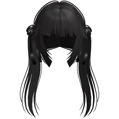 anime wispy hime long bow pigtails in dark brown