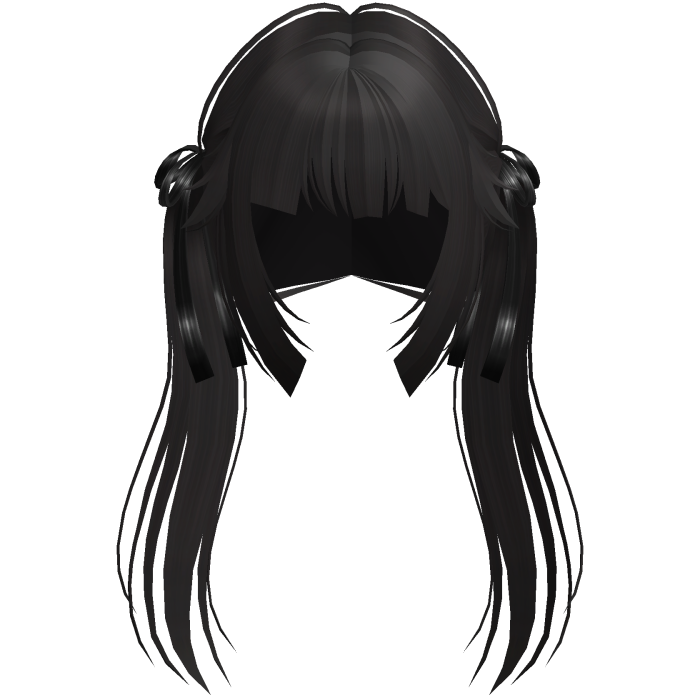 anime wispy hime long bow pigtails in dark brown