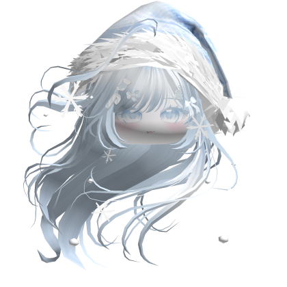 Windy Anime Hair w/Santa Hat (Sky Blue)