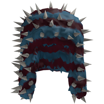 Spiked Teal&Burgundy Knit Earflap Hat