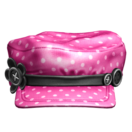 Polka Dot Flower Button Vintage Cap Pink Black