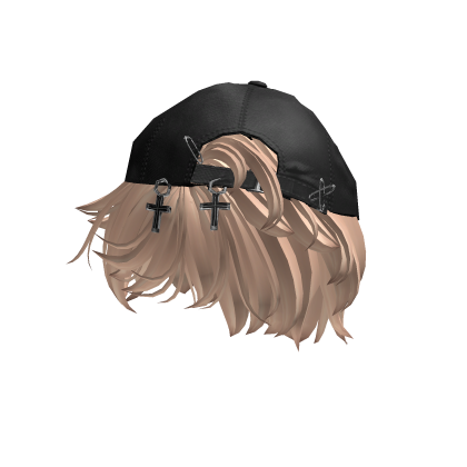 Blonde Messy Emo Hair w/ Y2K Gray Distressed Cap  Roblox item