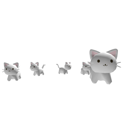 Cute Smol White Cat & Kittens Group Army