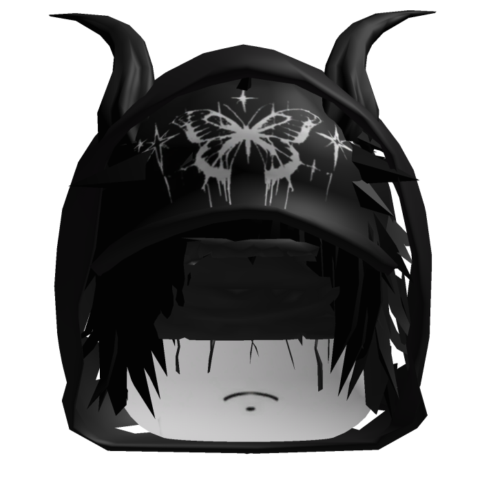 Vkei Emo Dashie Horn Black Hair Hood Hat Eye Band