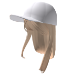 K-Pop Girl Blonde hair with White Cap
