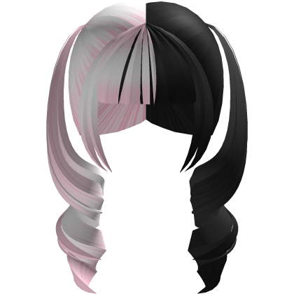 light pink & black split dye sweet curly twintails Roblox item