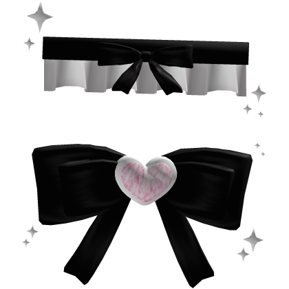 ♡ | cutesy kawaii black w/ pink gem bow hair clips Roblox item