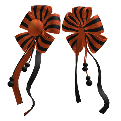 Cute Hair Bows Ribbons Halloween Orange Black Roblox item