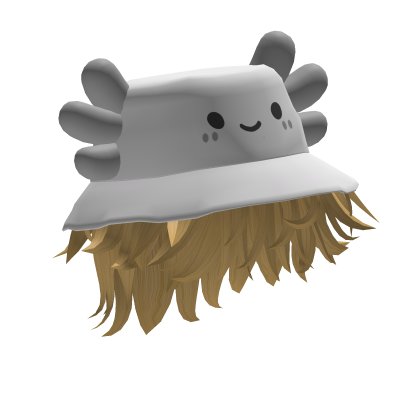 White Axolotl Bucket Hat w/ Messy Hair (Blond)