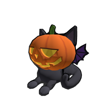 Halloween Pumpkin Cat Head Pet w/ Bat Wings