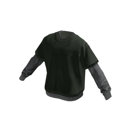 Streetwear Layered T-Shirt (Dark Green)