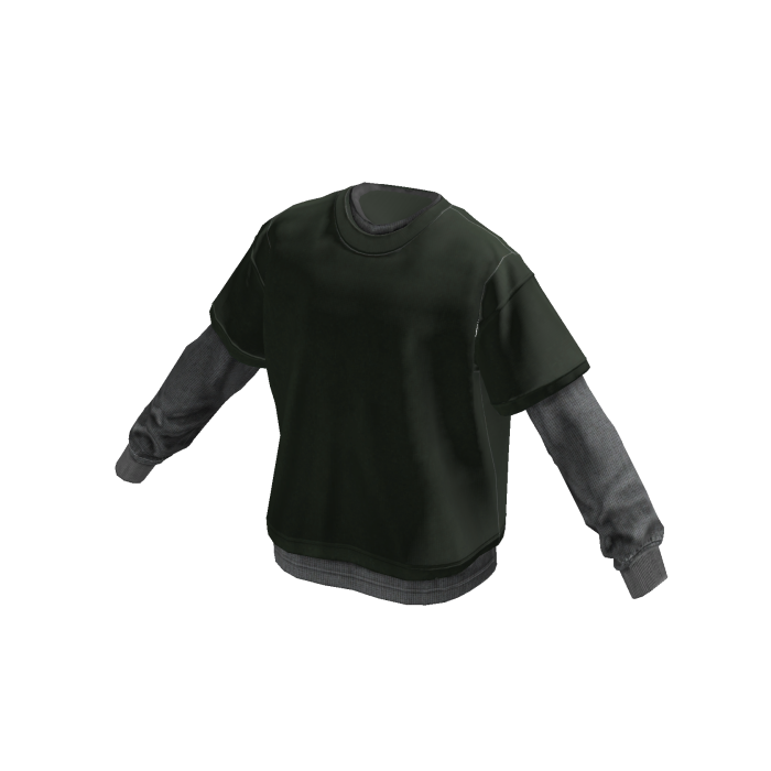 Streetwear Layered T-Shirt (Dark Green)