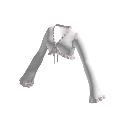 White Ruffle Crop Top Long Sleeves