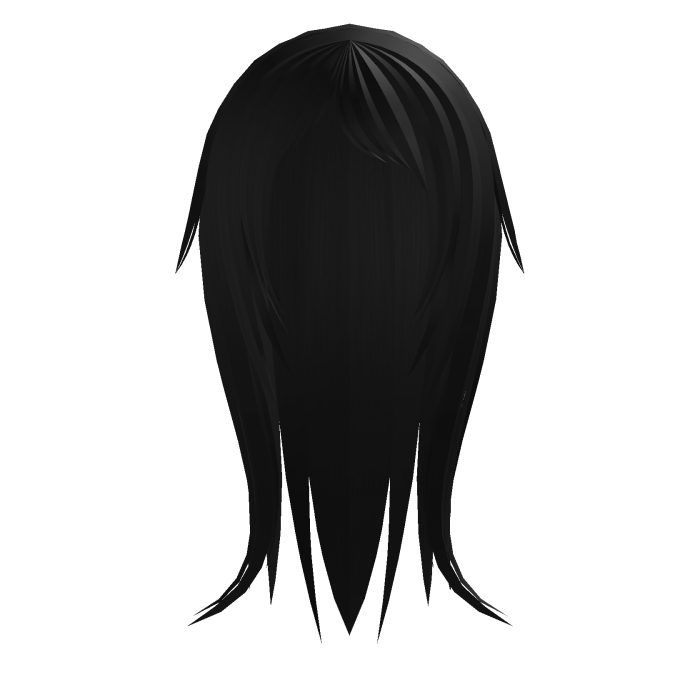cute long anime straight wispy hair w tufts black