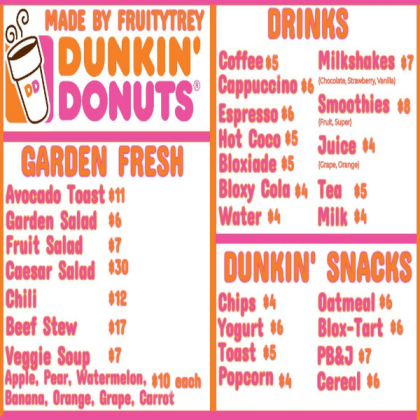 Dunkin Donuts Menu Bloxburg Roblox decal