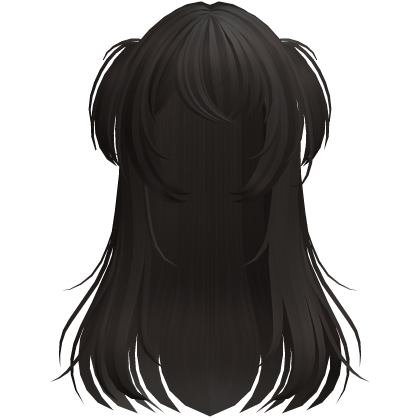 shy wispy layered hair w/ pigtails dark brown