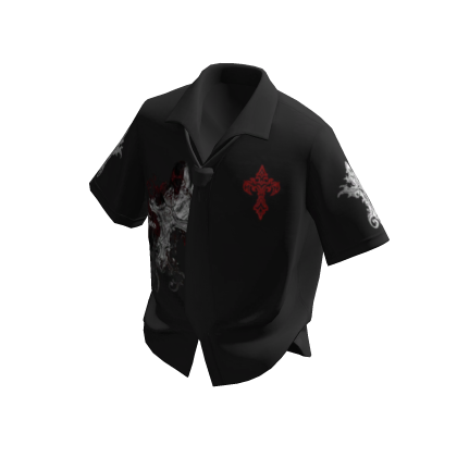 Black Abyss Button Up Shirt w/tie thumbnail