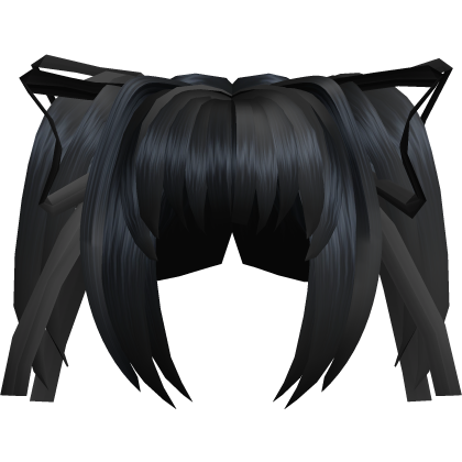 ˚꒰ moe 2000s anime black pigtails with ribbons┊✚