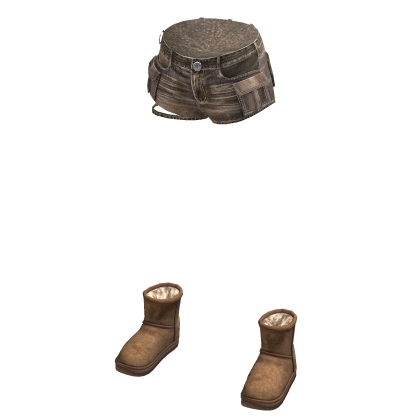 💗CUT OUT SHORTS WITH SHOES_BROWN thumbnail