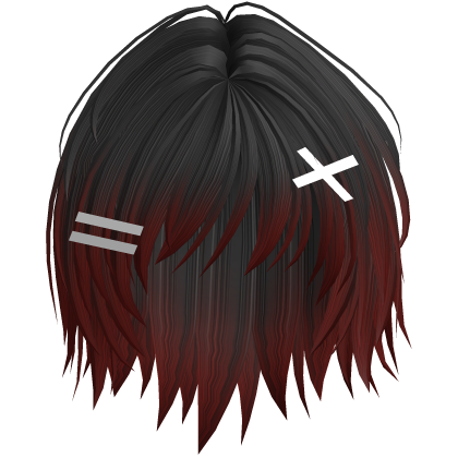 Messy Anime Boy Hair With Clips (Black Red) Roblox item