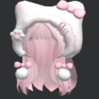 Cute pink hair with cat hat☆ Roblox decal