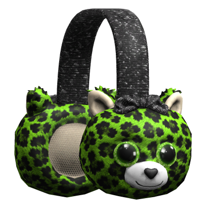 Green Leopard Scene Plushie Earmuffs Grunge Y2K