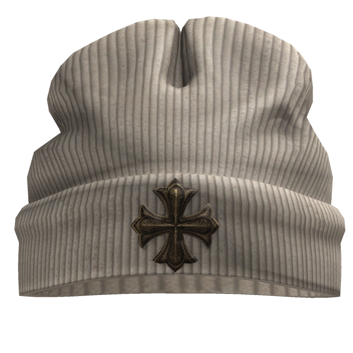 Worn in goth white beanie